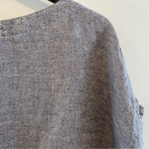 Flax Back Slit Tee women’s large 100% Linen Shirt gray oversized short sleeve - Picture 5 of 13